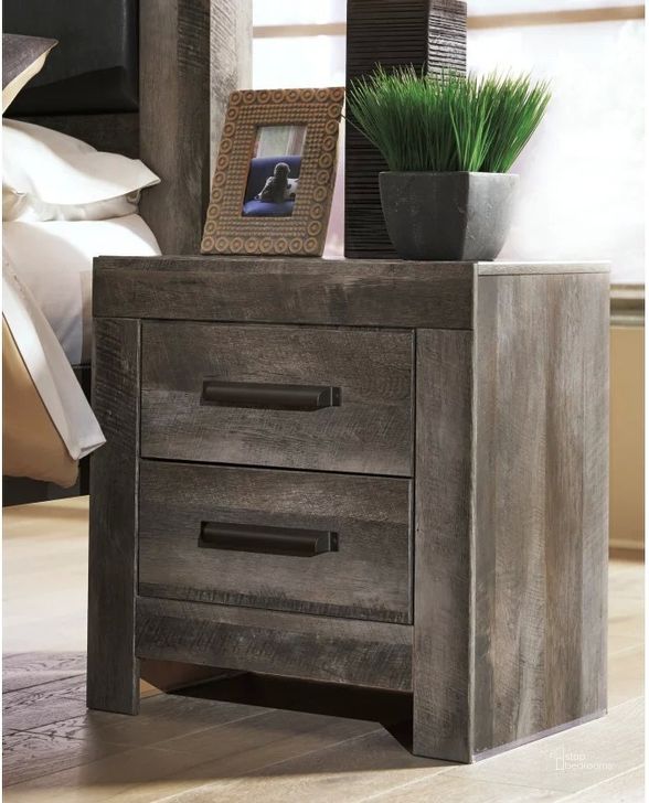 The appearance of Wynnlow Gray 2 Drawer Nightstand designed by Signature Design by Ashley in the transitional interior design. This gray piece of furniture  was selected by 1StopBedrooms from Wynnlow Collection to add a touch of cosiness and style into your home. Sku: B440-92. Material: Wood. Product Type: Nightstand. Image1