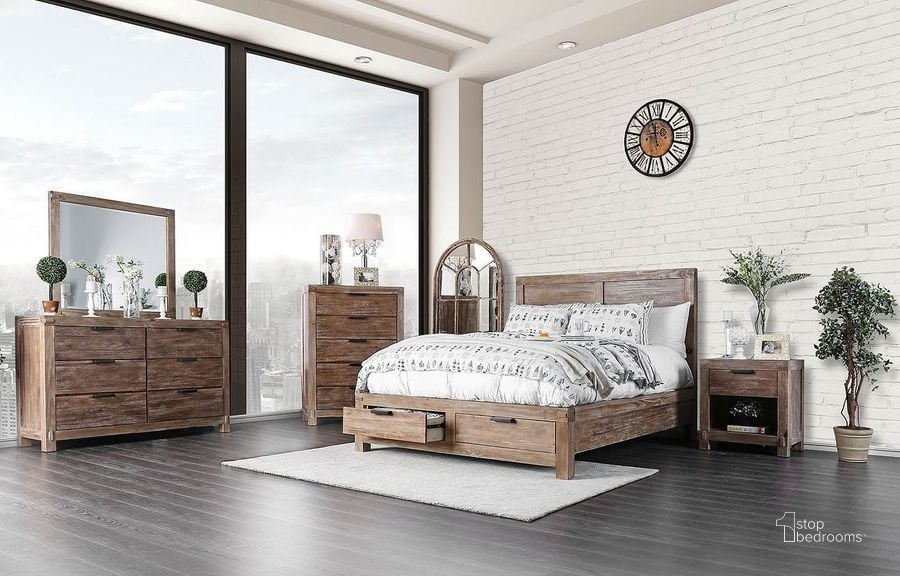 The appearance of Wynton Storage Bedroom Set designed by Furniture of America in the transitional interior design. This weathered light oak piece of furniture  was selected by 1StopBedrooms from Wynton Collection to add a touch of cosiness and style into your home. Sku: CM7360Q-HB;CM7360Q-FB;CM7360Q-R;CM7360N. Bed Type: Storage Bed. Material: Wood. Product Type: Storage Bed. Bed Size: Queen. Image1