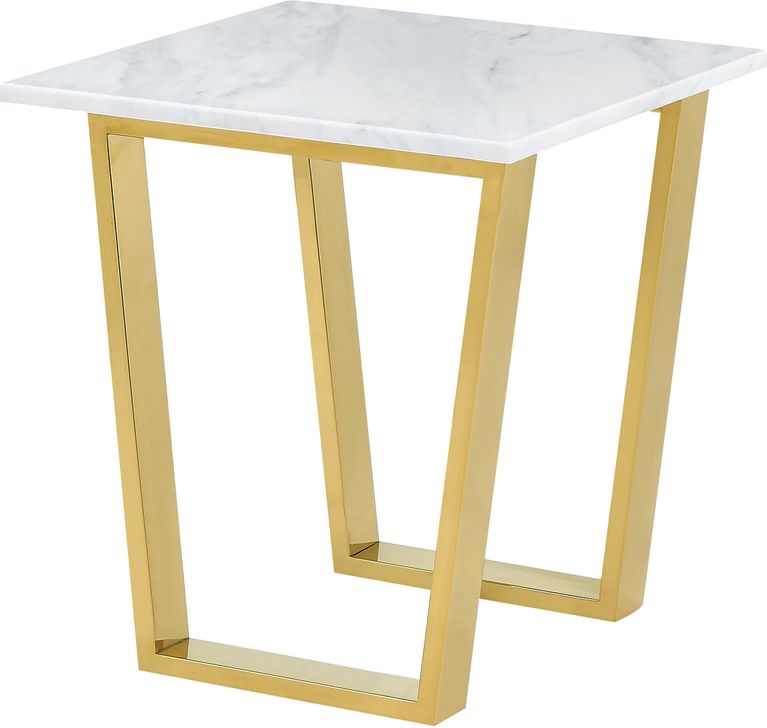 The appearance of Wynyard Gold End Table designed by Furnique in the modern / contemporary interior design. This gold piece of furniture  was selected by 1StopBedrooms from Green Oaks Collection to add a touch of cosiness and style into your home. Sku: 212-E-1;212-E-2. Material: Marble. Product Type: End Table. Image1