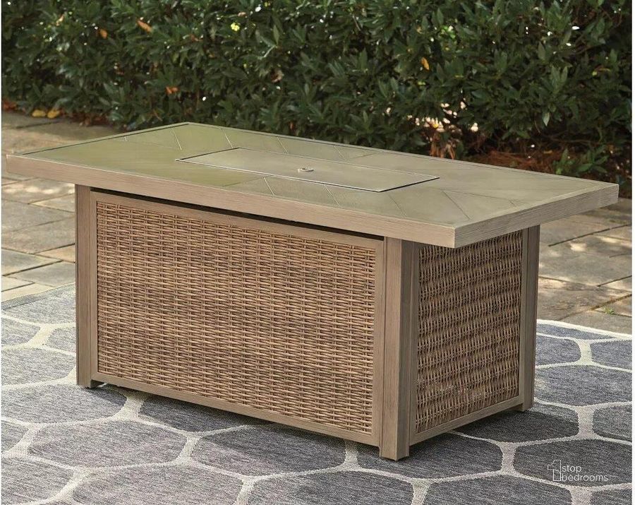 The appearance of Wyona Beige Outdoor Table 0qd24312586 designed by Isaac Tahari in the transitional interior design. This beige piece of furniture  was selected by 1StopBedrooms from Wyona Collection to add a touch of cosiness and style into your home. Sku: P791-773. Product Type: Outdoor Table. Image1