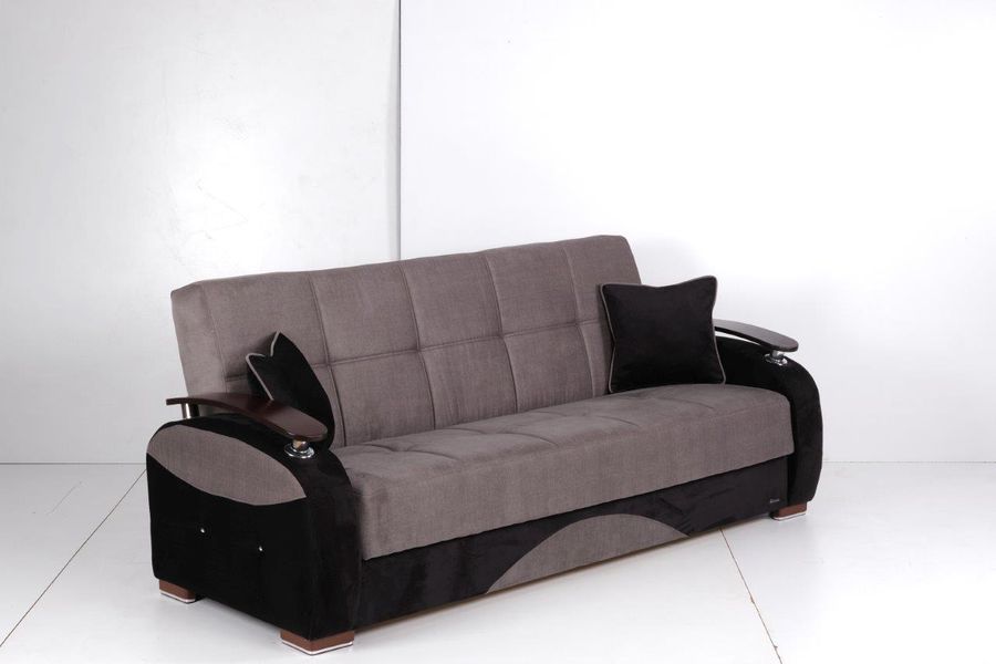 The appearance of Yafah Upholstered Convertible Sofabed with Storage In Gray designed by Casamode in the modern / contemporary interior design. This gray piece of furniture  was selected by 1StopBedrooms from Yafah Collection to add a touch of cosiness and style into your home. Sku: YFH-GY-SB. Material: Microfiber. Product Type: Sofa Bed. Image1