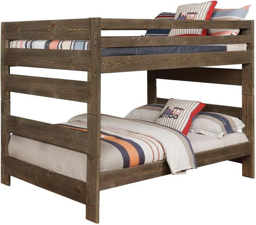 The appearance of Yatemore Brown Full Over Full Bunk Bed 0qd2282979 designed by Off 5th Home in the traditional interior design. This brown piece of furniture  was selected by 1StopBedrooms from Yatemore Collection to add a touch of cosiness and style into your home. Sku: 400810;400810;400833B1;400833B2. Bed Type: Bunk Bed. Material: Wood. Product Type: Bunk Bed. Bed Size: Full Over Full. Image1