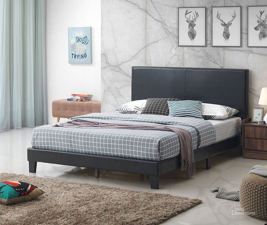 The appearance of Yates Youth Upholstered Bed (Full) designed by Crown Mark in the modern / contemporary interior design. This black piece of furniture  was selected by 1StopBedrooms from Yates Collection to add a touch of cosiness and style into your home. Sku: 5281PU-F. Bed Type: Platform Bed. Product Type: Platform Bed. Bed Size: Full. Image1