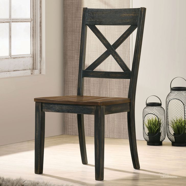 The appearance of Yensley Side Chair Set of 2 In Antique Oak and Antique Black designed by Furniture of America in the rustic / southwestern interior design. This antique oak and antique black piece of furniture  was selected by 1StopBedrooms from Yensley Collection to add a touch of cosiness and style into your home. Sku: CM3167A-SC-2PK. Material: Wood. Product Type: Side Chair. Image1