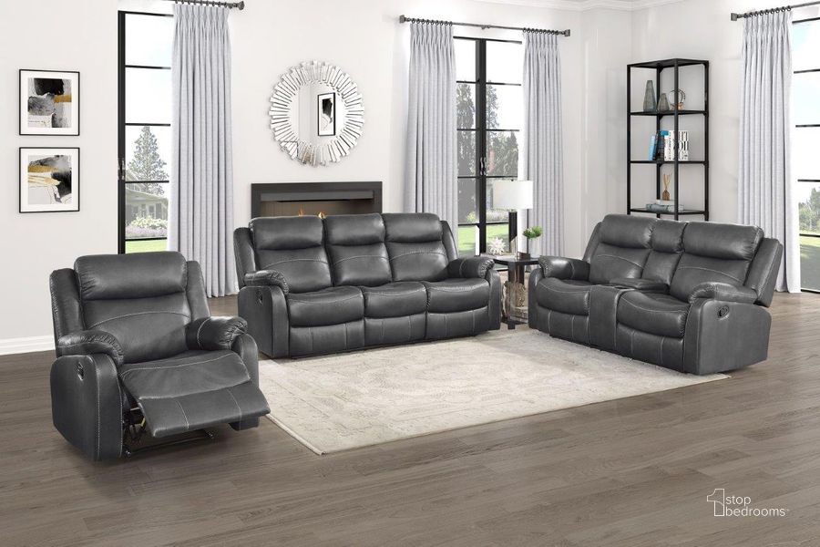 The appearance of Yerba Gray Double Lay Flat Reclining Living Room Set designed by Homelegance in the modern / contemporary interior design. This gray piece of furniture  was selected by 1StopBedrooms from Yerba Collection to add a touch of cosiness and style into your home. Sku: 9990GY-3;9990GY-2. Material: Wood. Product Type: Living Room Set. Image1