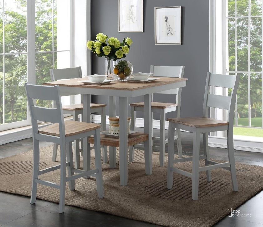 The appearance of York 5 Piece Counter Dining Set designed by Bernards in the modern / contemporary interior design. This grey and silver piece of furniture  was selected by 1StopBedrooms from York Collection to add a touch of cosiness and style into your home. Sku: 5674-530. Product Type: Dining Room Set. Material: Rubberwood.