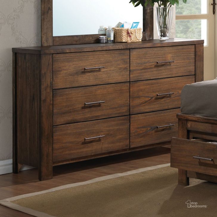 The appearance of Youngland Brown Dresser designed by Off 5th Home in the transitional interior design. This brown piece of furniture  was selected by 1StopBedrooms from Youngland Collection to add a touch of cosiness and style into your home. Sku: 21685. Material: Wood. Product Type: Dresser. Image1