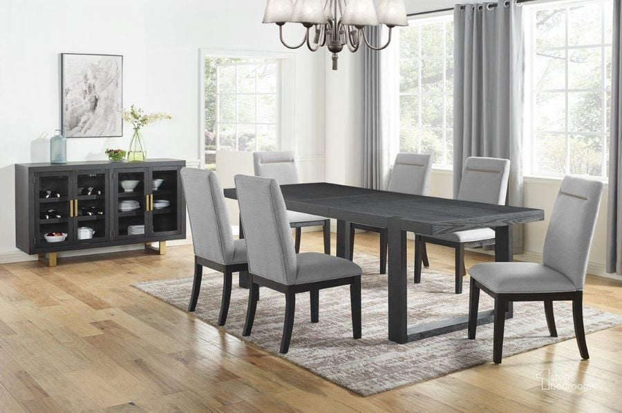 The appearance of Yves Grey 8Pc Dining Set designed by Steve Silver in the modern / contemporary interior design. This charcoal piece of furniture  was selected by 1StopBedrooms from Yves Collection to add a touch of cosiness and style into your home. Sku: YS500TL;YS500TT;YS500SG;YS500SG;YS500SG;YS500SG;YS500SG;YS500SG;YS500SV. Material: Wood. Product Type: Dining Room Set. Image1