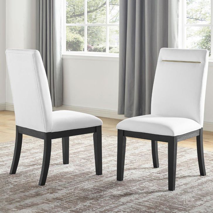 The appearance of Yves White Dining Side Chair Set Of 2 designed by Steve Silver in the transitional interior design. This white piece of furniture  was selected by 1StopBedrooms from Yves Collection to add a touch of cosiness and style into your home. Sku: YS500SW. Material: Wood. Product Type: Side Chair. Image1