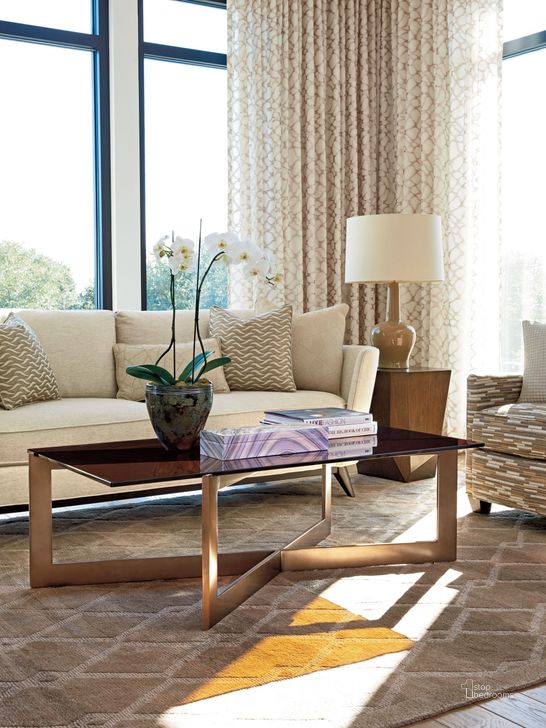 The appearance of Zavala Aperture Occasional Table Set designed by Lexington in the transitional interior design. This brown piece of furniture  was selected by 1StopBedrooms from Zavala Collection to add a touch of cosiness and style into your home. Sku: 01-0790-945C;01-0790-955C. Material: Metal. Product Type: Occasional Table Set. Image1