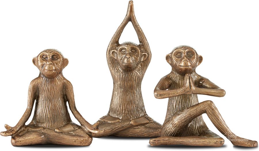 The appearance of Zen Monkey Set of 3 In Antique Brass designed by Currey & Company in the modern / contemporary interior design. This antique brass piece of furniture  was selected by 1StopBedrooms from Zen Collection to add a touch of cosiness and style into your home. Sku: 1200-0518. Material: Aluminum. Product Type: Sculpture. Image1