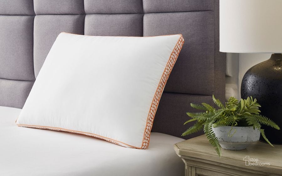The appearance of Zephyr 2.0 White/Orange 3-In-1 Pillow designed by Signature Design by Ashley in the traditional interior design. This white/orange piece of furniture  was selected by 1StopBedrooms from Zephyr 2.0 Collection to add a touch of cosiness and style into your home. Sku: M52112P. Material: Cotton. Product Type: Pillow. Image1