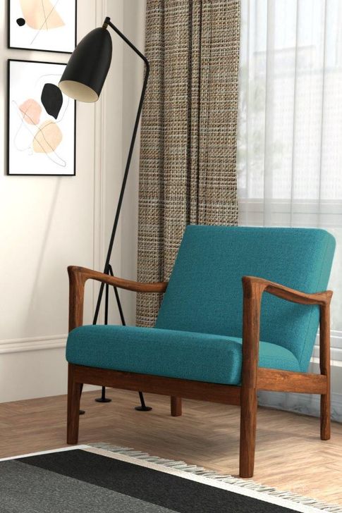 The appearance of Zephyr Lounge Chair In Turquoise And Brown designed by Alpine in the transitional interior design. This brown piece of furniture  was selected by 1StopBedrooms from Zephyr Slate Collection to add a touch of cosiness and style into your home. Sku: RT641A-TUR. Product Type: Lounge Chair. Material: Rubberwood. Image1