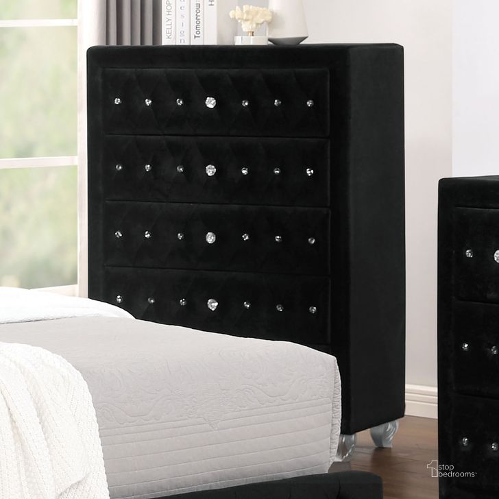 The appearance of Zohar Chest In Black designed by Furniture of America in the glam interior design. This black piece of furniture  was selected by 1StopBedrooms from Zohar Collection to add a touch of cosiness and style into your home. Sku: CM7130BK-C. Material: Wood. Product Type: Chest. Image1