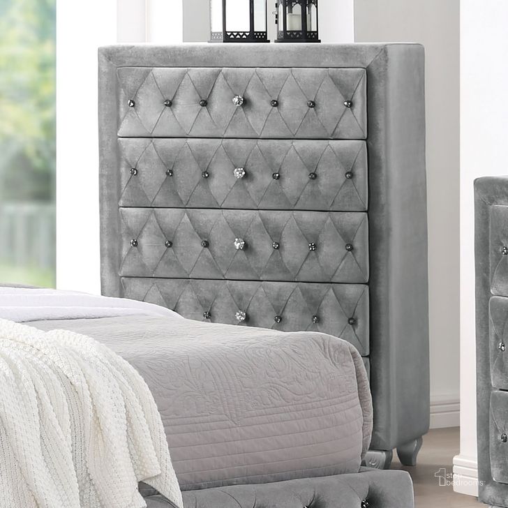 The appearance of Zohar Chest In Gray designed by Furniture of America in the glam interior design. This gray piece of furniture  was selected by 1StopBedrooms from Zohar Collection to add a touch of cosiness and style into your home. Sku: CM7130GY-C. Material: Wood. Product Type: Chest. Image1
