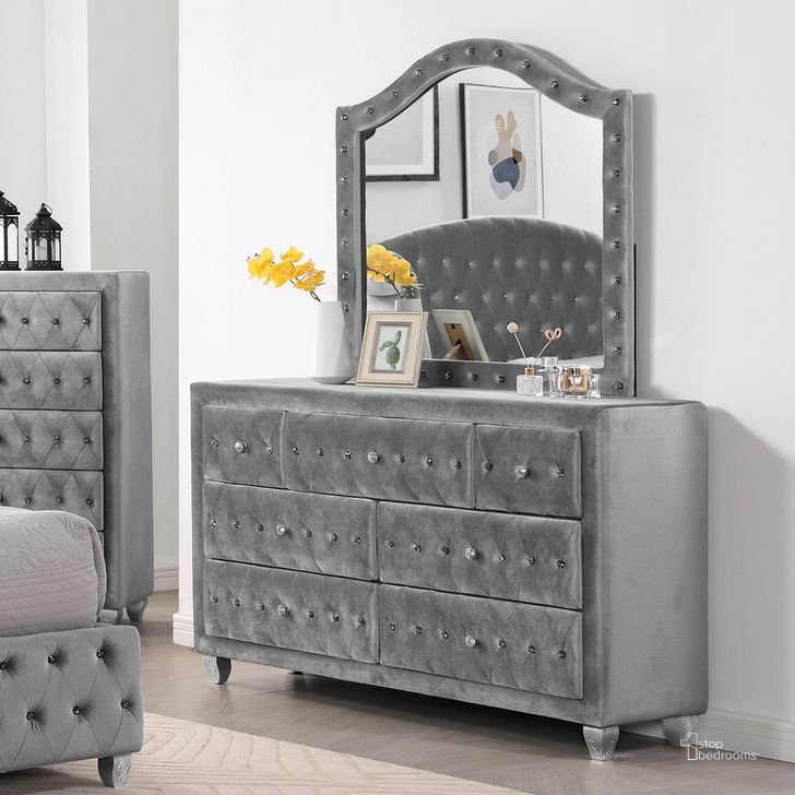 The appearance of Zohar Dresser In Gray designed by Furniture of America in the glam interior design. This gray piece of furniture  was selected by 1StopBedrooms from Zohar Collection to add a touch of cosiness and style into your home. Sku: CM7130GY-D. Material: Wood. Product Type: Dresser. Image1