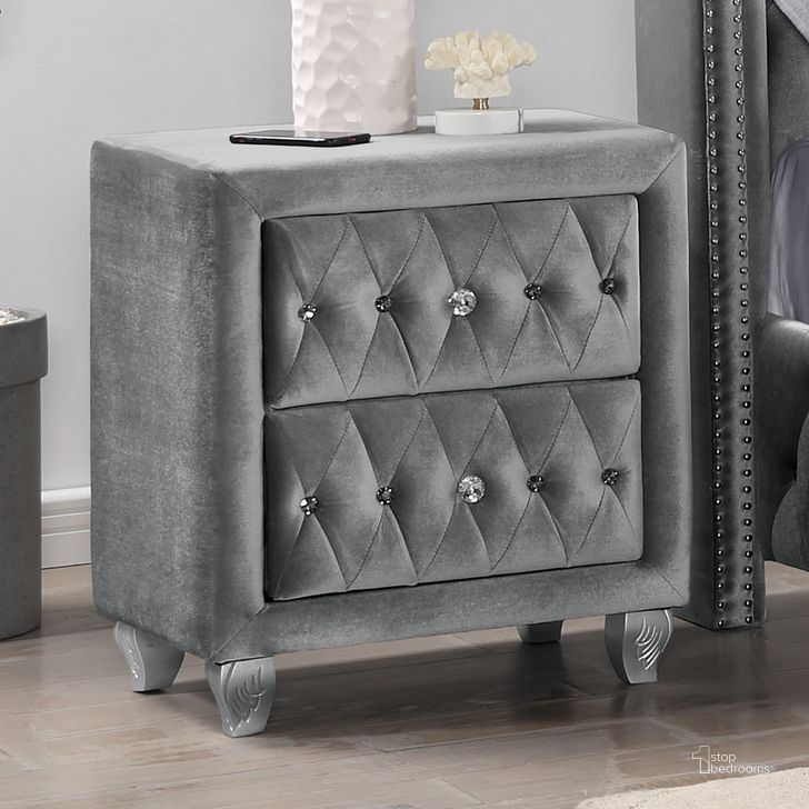 The appearance of Zohar Night Stand In Gray designed by Furniture of America in the glam interior design. This gray piece of furniture  was selected by 1StopBedrooms from Zohar Collection to add a touch of cosiness and style into your home. Sku: CM7130GY-N. Material: Wood. Product Type: Nightstand. Image1
