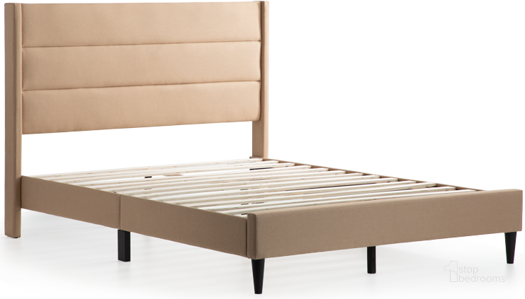 The appearance of Beck Upholstered Bed WKCKTN02UB designed by Malouf in the modern / contemporary interior design. This tan piece of furniture  was selected by 1StopBedrooms from Beck Collection to add a touch of cosiness and style into your home. Sku: WKCKTN02UB. Bed Type: Platform Bed. Product Type: Platform Bed. Bed Size: California King. Image1