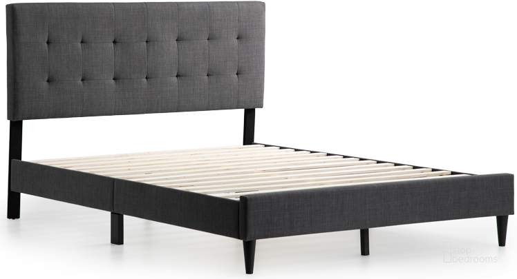 The appearance of Hart Upholstered Bed WKCKBG01UB designed by Malouf in the modern / contemporary interior design. This blue grey piece of furniture  was selected by 1StopBedrooms from Hart Collection to add a touch of cosiness and style into your home. Sku: WKCKBG01UB. Bed Type: Platform Bed. Product Type: Platform Bed. Bed Size: California King. Image1