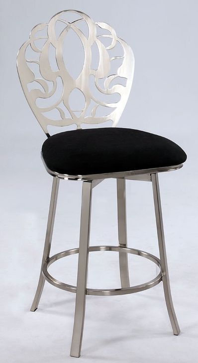 The appearance of Black Microfiber Memory Back Swivel Counter Height Stool designed by Chintaly Imports in the modern / contemporary interior design. This black piece of furniture  was selected by 1StopBedrooms from Black Collection to add a touch of cosiness and style into your home. Sku: 0404-CS. Material: Metal. Product Type: Barstool. Image1
