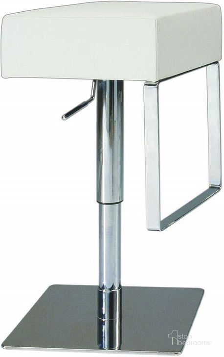 The appearance of Pneumatic Gas Lift Adjustable Height Swivel Stool (White) designed by Chintaly Imports in the modern / contemporary interior design. This white piece of furniture  was selected by 1StopBedrooms from Pneumatic Collection to add a touch of cosiness and style into your home. Sku: 0811-AS-WHT. Material: Faux Leather. Product Type: Barstool. Image1