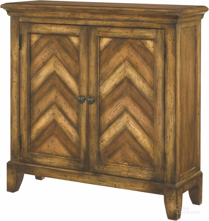 The appearance of Hidden Treasures Chevron Cabinet designed by Hammary in the transitional interior design. This brown piece of furniture  was selected by 1StopBedrooms from Hidden Treasures Collection to add a touch of cosiness and style into your home. Sku: 090-665. Material: Wood. Product Type: Accent Cabinet. Image1