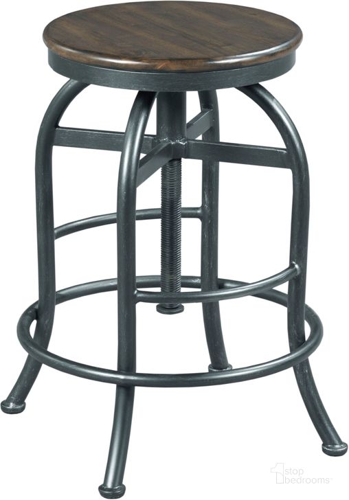 The appearance of Hidden Treasures Gray Adjustable Height Pub Stool designed by Hammary in the traditional interior design. This gray piece of furniture  was selected by 1StopBedrooms from Hidden Treasures Collection to add a touch of cosiness and style into your home. Sku: 090-878. Material: Metal. Product Type: Barstool. Image1