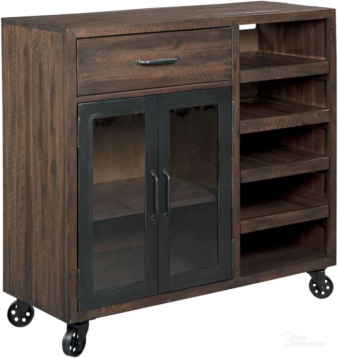 The appearance of Hidden Treasures Brown Bar Trolley designed by Hammary in the traditional interior design. This brown piece of furniture  was selected by 1StopBedrooms from Hidden Treasures Collection to add a touch of cosiness and style into your home. Sku: 090-879. Material: Wood. Product Type: Accent Chest.