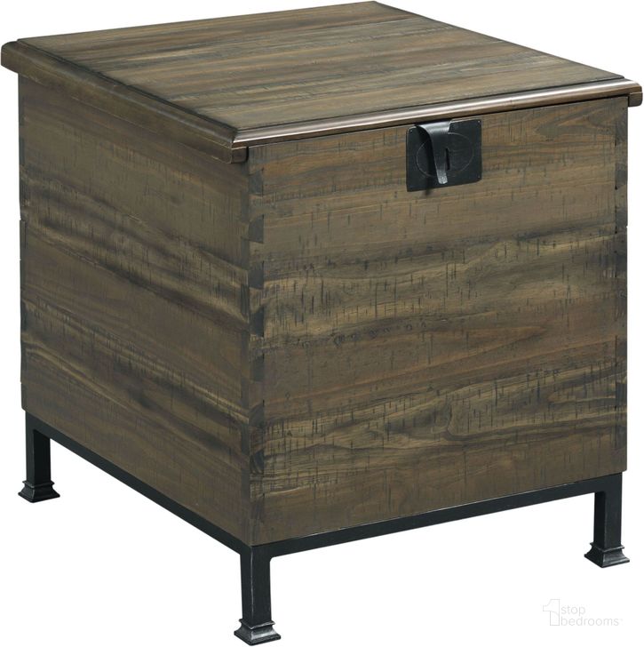 The appearance of Hidden Treasures Brown Milling Chest End Table designed by Hammary in the traditional interior design. This brown piece of furniture  was selected by 1StopBedrooms from Hidden Treasures Collection to add a touch of cosiness and style into your home. Sku: 090-884. Table Top Shape: Square. Material: Wood. Product Type: End Table. Image1