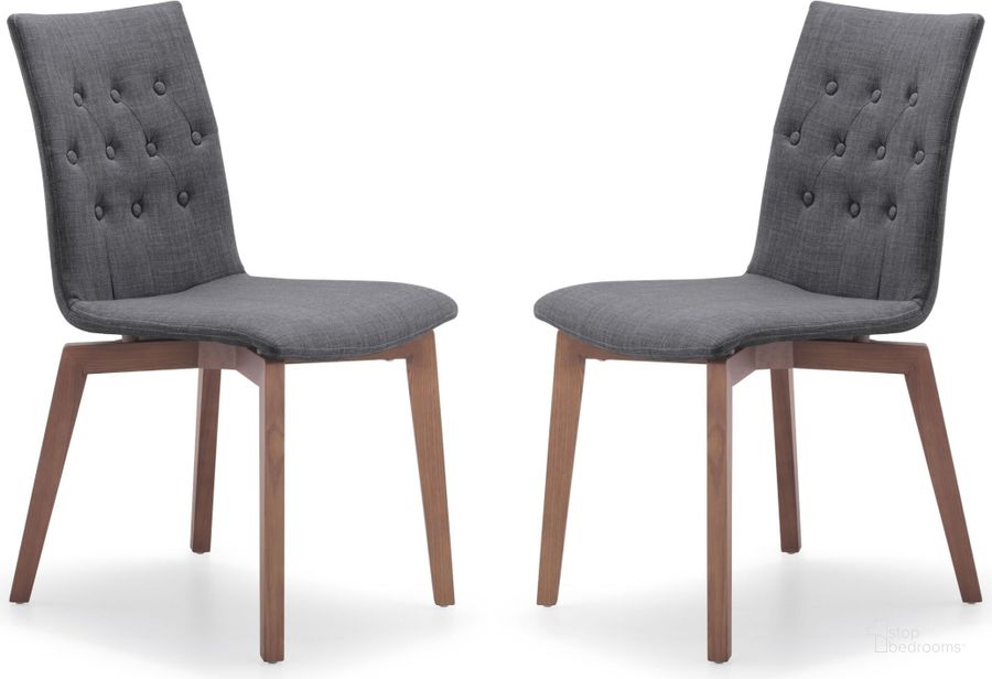 The appearance of Orebro Graphite Fabric Chair Set of 2 designed by Zuo Modern in the modern / contemporary interior design. This graphite piece of furniture  was selected by 1StopBedrooms from Orebro Collection to add a touch of cosiness and style into your home. Sku: 100071. Material: Fabric. Product Type: Side Chair. Image1