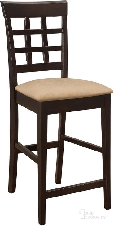 The appearance of Mix and Match Cappuccino/Soft Mocha 24"H Bar Stool Set of 2 designed by Coaster in the traditional interior design. This brown piece of furniture  was selected by 1StopBedrooms from Mix & Match Collection to add a touch of cosiness and style into your home. Sku: 100209. Material: Microfiber. Product Type: Barstool. Image1