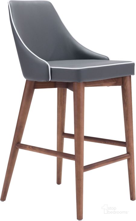 The appearance of Moor Dark Gray Counter Chair designed by Zuo Modern in the modern / contemporary interior design. This dark gray piece of furniture  was selected by 1StopBedrooms from Moor Collection to add a touch of cosiness and style into your home. Sku: 100280. Product Type: Counter Height Chair. Material: Vinyl. Image1
