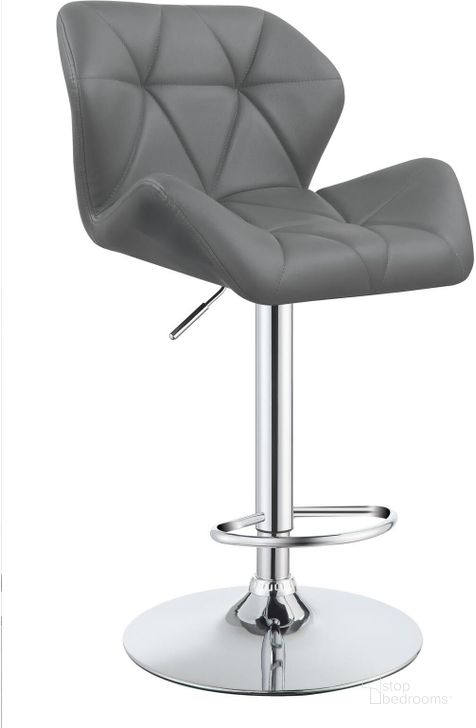 The appearance of Gray Adjustable Bar Stool Set of 2 designed by Coaster in the modern / contemporary interior design. This gray piece of furniture  was selected by 1StopBedrooms from Barstools Collection to add a touch of cosiness and style into your home. Sku: 100426. Product Type: Barstool. Material: Vinyl. Image1