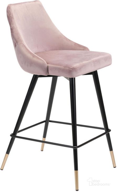 The appearance of Zuo Modern Piccolo Counter Chair Pink Velvet designed by Zuo Modern in the modern / contemporary interior design. This pink velvet piece of furniture  was selected by 1StopBedrooms from  to add a touch of cosiness and style into your home. Sku: 101092. Material: Steel. Product Type: Barstool. Image1