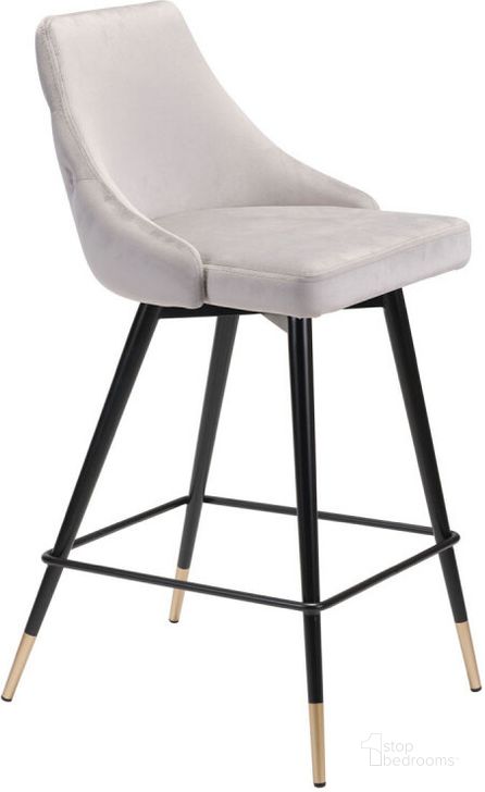 The appearance of Zuo Modern Piccolo Counter Chair Gray Velvet designed by Zuo Modern in the modern / contemporary interior design. This gray velvet piece of furniture  was selected by 1StopBedrooms from  to add a touch of cosiness and style into your home. Sku: 101093. Material: Steel. Product Type: Barstool. Image1