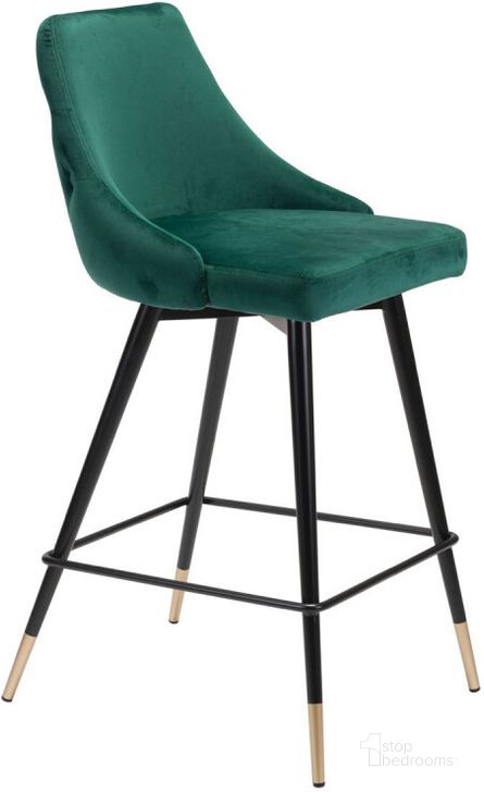 The appearance of Zuo Modern Piccolo Counter Chair Green Velvet designed by Zuo Modern in the modern / contemporary interior design. This green velvet piece of furniture  was selected by 1StopBedrooms from  to add a touch of cosiness and style into your home. Sku: 101094. Material: Steel. Product Type: Barstool. Image1