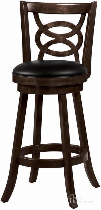 The appearance of Cappuccino 29" Swivel Bar Stool Set of 2 designed by Coaster in the traditional interior design. This brown piece of furniture  was selected by 1StopBedrooms from Cappuccino Collection to add a touch of cosiness and style into your home. Sku: 101930. Material: Wood. Product Type: Barstool. Image1
