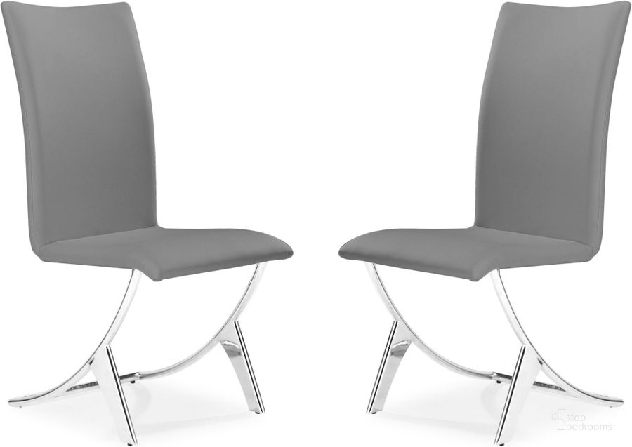 The appearance of Delfin Gray Dining Chair Set of 2 designed by Zuo Modern in the modern / contemporary interior design. This gray piece of furniture  was selected by 1StopBedrooms from Delfin Collection to add a touch of cosiness and style into your home. Sku: 102106. Product Type: Dining Chair. Material: Vinyl. Image1