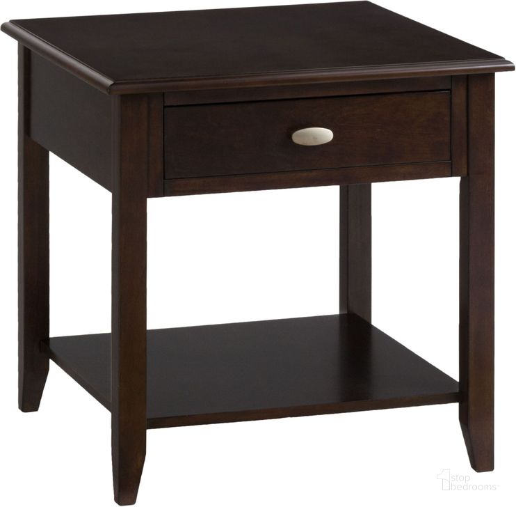 The appearance of Merlot End Table designed by Jofran in the transitional interior design. This brown piece of furniture  was selected by 1StopBedrooms from Merlot Collection to add a touch of cosiness and style into your home. Sku: 1030-3. Material: Wood. Product Type: End Table. Image1