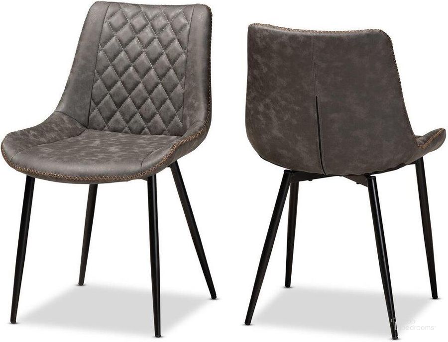 The appearance of Loire Modern and Contemporary Grey and Brown Faux Leather Upholstered Black Finished 2-Piece Dining Chair Set designed by Baxton Studio in the modern / contemporary interior design. This black piece of furniture  was selected by 1StopBedrooms from Loire Collection to add a touch of cosiness and style into your home. Sku: T-18213-Greyish Brown/Black-DC. Material: Polyester. Product Type: Dining Chair. Image1