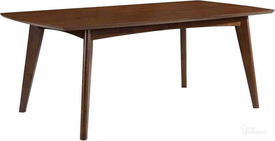 The appearance of Malone Rectangular Dining Table designed by Coaster in the modern / contemporary interior design. This brown piece of furniture  was selected by 1StopBedrooms from Malone Collection to add a touch of cosiness and style into your home. Sku: 105351. Table Base Style: Legs. Material: Wood. Product Type: Dining Table. Table Top Shape: Rectangular. Image1
