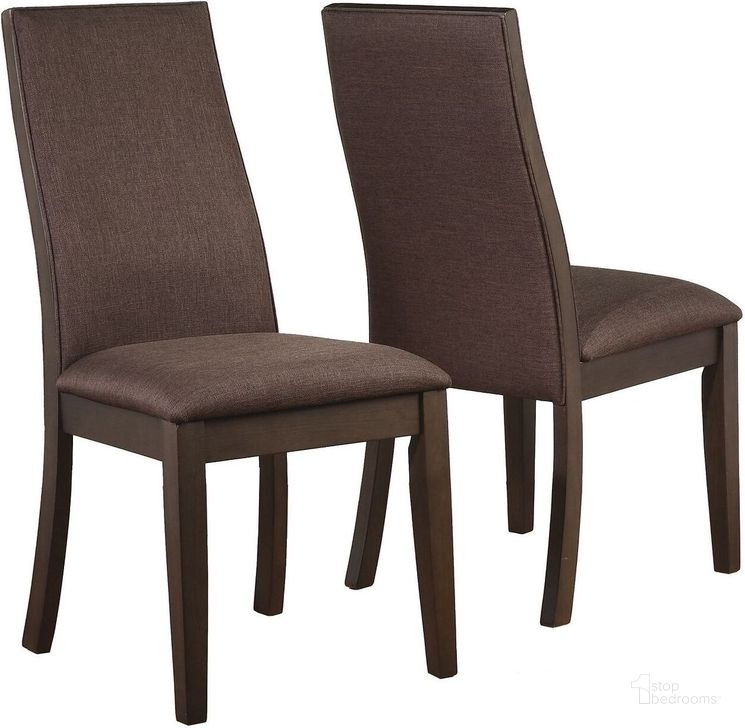 The appearance of Spring Creek Brown Espresso Dining Chair Set of 2 designed by Coaster in the modern / contemporary interior design. This brown piece of furniture  was selected by 1StopBedrooms from Spring Creek Collection to add a touch of cosiness and style into your home. Sku: 106582. Material: Fabric. Product Type: Dining Chair. Image1