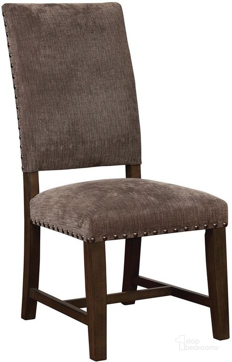 The appearance of Warm Grey Upholstered Parson Chair Set Of 2 designed by Coaster in the modern / contemporary interior design. This brown piece of furniture  was selected by 1StopBedrooms from  to add a touch of cosiness and style into your home. Sku: 109142. Material: Wood. Product Type: Dining Chair. Image1