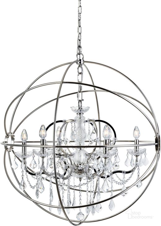 The appearance of Geneva 32 Polished nickel 6 Light Chandelier With Clear Royal Cut Crystal Trim designed by Elegant Lighting in the transitional interior design. This silver piece of furniture  was selected by 1StopBedrooms from Geneva Collection to add a touch of cosiness and style into your home. Sku: 1130D32PN/RC. Material: Glass. Product Type: Chandelier.