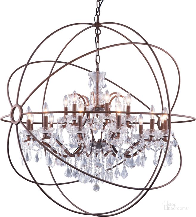 The appearance of Geneva 43.5 Rustic Intent 18 Light Chandelier With Clear Royal Cut Crystal Trim designed by Elegant Lighting in the rustic / southwestern interior design. This brown piece of furniture  was selected by 1StopBedrooms from Geneva Collection to add a touch of cosiness and style into your home. Sku: 1130G43RI/RC. Material: Glass. Product Type: Chandelier.