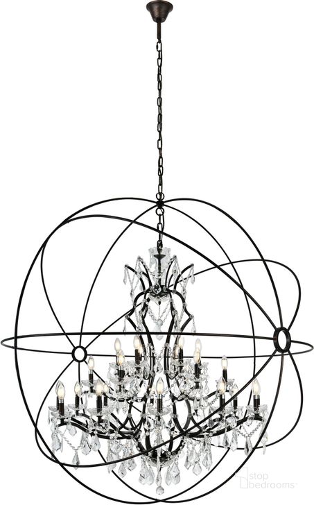 The appearance of Geneva 60" Dark Bronze 25 Light Chandelier With Clear Royal Cut Crystal Trim designed by Elegant Lighting in the transitional interior design. This clear piece of furniture  was selected by 1StopBedrooms from Geneva Collection to add a touch of cosiness and style into your home. Sku: 1130G60DB/RC. Material: Glass. Product Type: Chandelier. Image1