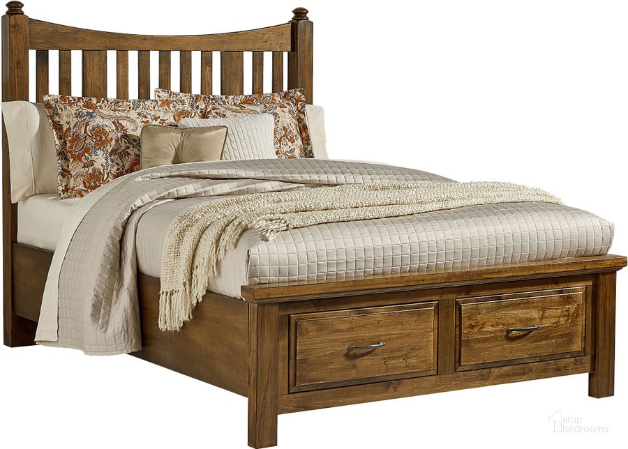The appearance of Maple Road Antique Amish King Poster Storage Bed designed by Artisan & Post in the rustic / southwestern interior design. This antique piece of furniture  was selected by 1StopBedrooms from Maple Road Collection to add a touch of cosiness and style into your home. Sku: 118-668;118-066B;118-502;AP-666T. Bed Type: Storage Bed. Product Type: Storage Bed. Bed Size: King. Image1