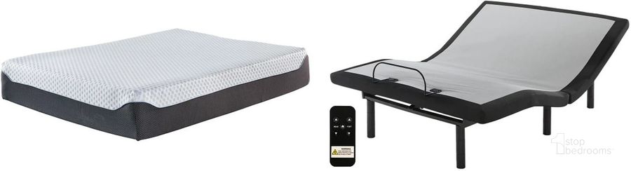 The appearance of 12 Inch Chime Elite Queen Adjustable Base with Mattress In Black designed by Signature Design by Ashley in the traditional interior design. This black piece of furniture  was selected by 1StopBedrooms from 12 Inch Ashley Hybrid Collection to add a touch of cosiness and style into your home. Sku: M67431;M9X732. Material: Fabric. Size: Queen. Product Type: Adjustable Base. Image1