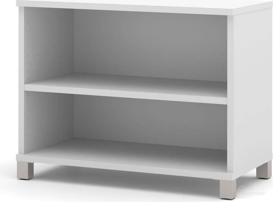 The appearance of Pro-Linea White 2-Shelf Bookcase designed by Bestar in the modern / contemporary interior design. This white piece of furniture  was selected by 1StopBedrooms from Pro-Linea Collection to add a touch of cosiness and style into your home. Sku: 120160-1117. Material: Wood. Product Type: Standard Bookcase. Image1