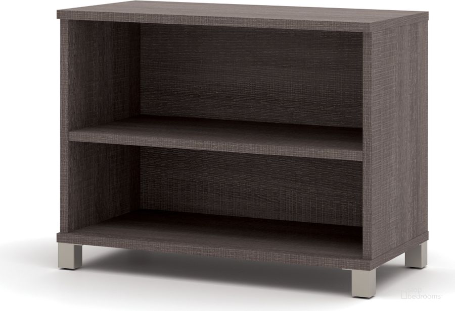 The appearance of Pro-Linea Bark Grey 2-Shelf Bookcase designed by Bestar in the modern / contemporary interior design. This gray piece of furniture  was selected by 1StopBedrooms from Pro-Linea Collection to add a touch of cosiness and style into your home. Sku: 120160-1147. Material: Wood. Product Type: Standard Bookcase. Image1